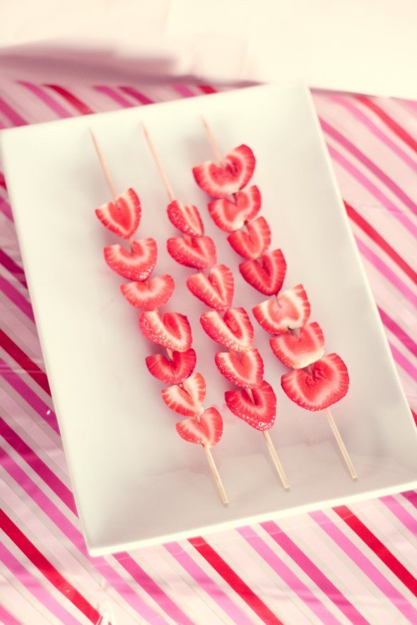 Strawberry Heart Skewers - Strawberries Made to Look Like Hearts