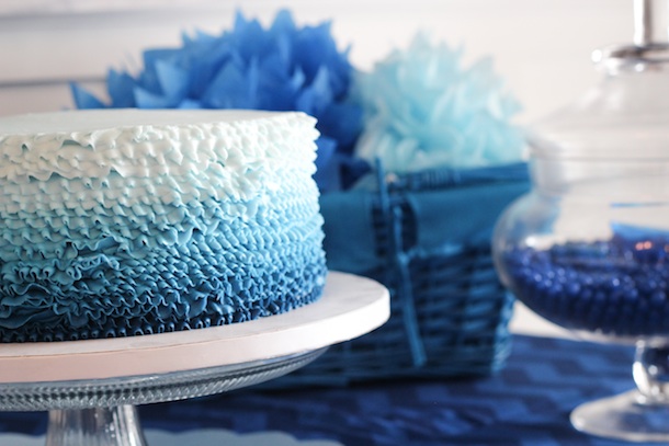 Blue Ombre Birthday Party Cake