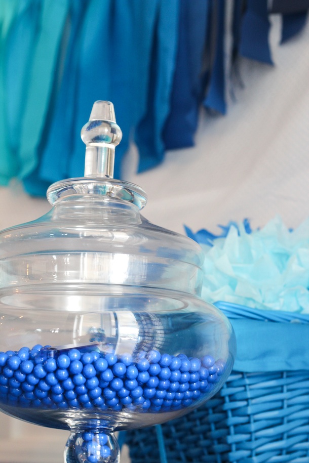 Blue Ombre Birthday Party Candy Table
