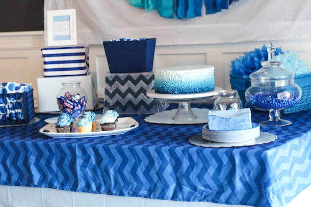 Blue Ombre Birthday Party Table Decor