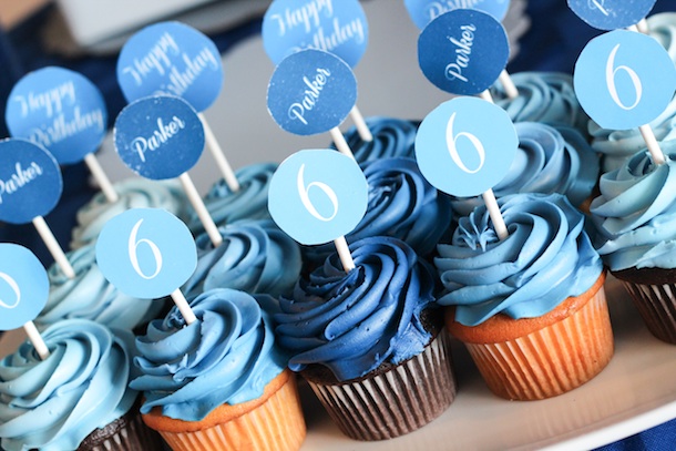 Blue Ombre Birthday Party Cupcakes