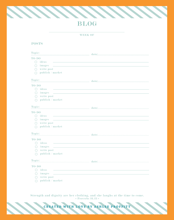 Free Printable Blog Planner Schedule
