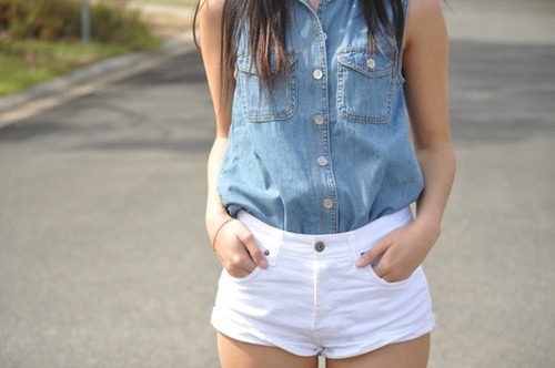 how to wear denim with white