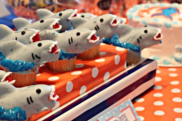 shark birthday party cupcakes