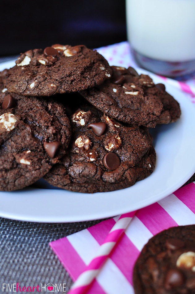 Triple-Chocolate-Fudge-Cookies-by-Five-Heart-Home_700pxPlate