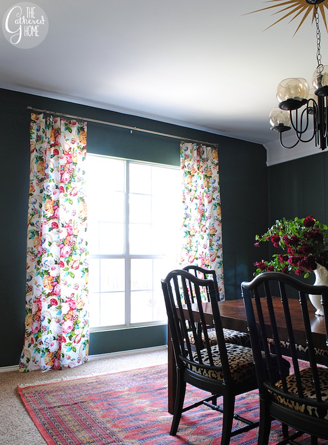 dining room updates floral curtains12