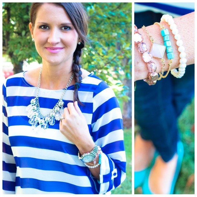 Fashion - A Love For Stripes {Top from Ella Madison Boutique & Bracelets from The Shine Project}