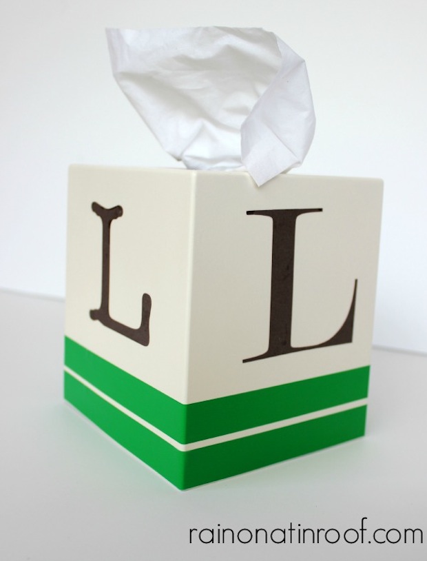 Inspire Me Please Party Features Monogrammed Tissue Box Cover